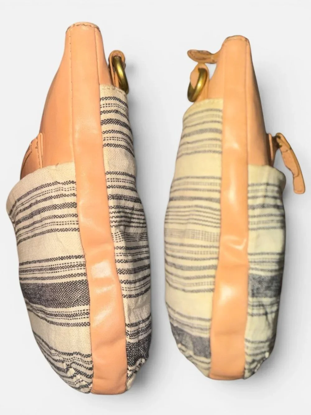 VTG Fossil Issue No 1954 Explorer Series Crossbody Striped Canvas Tan Bag VEGAN - Picture 6 of 10